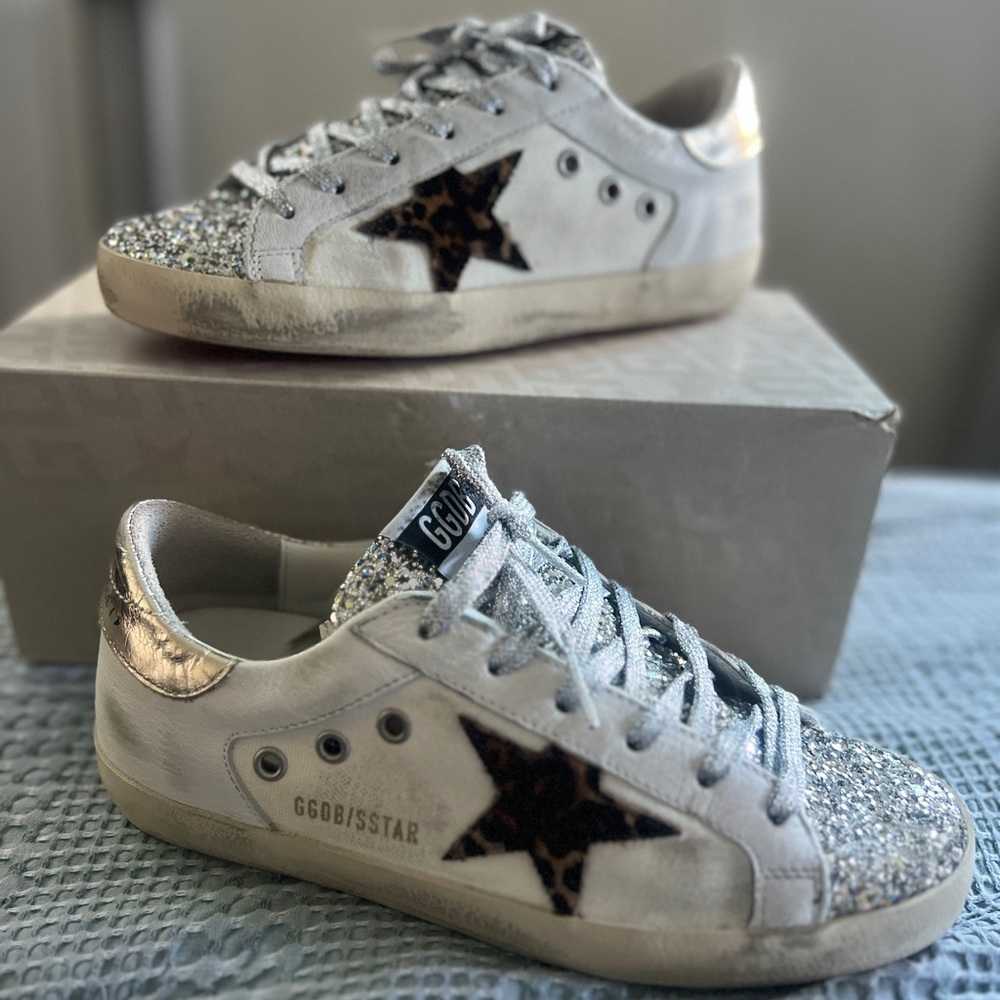 ✨Golden Goose White and Gold Sneakers✨